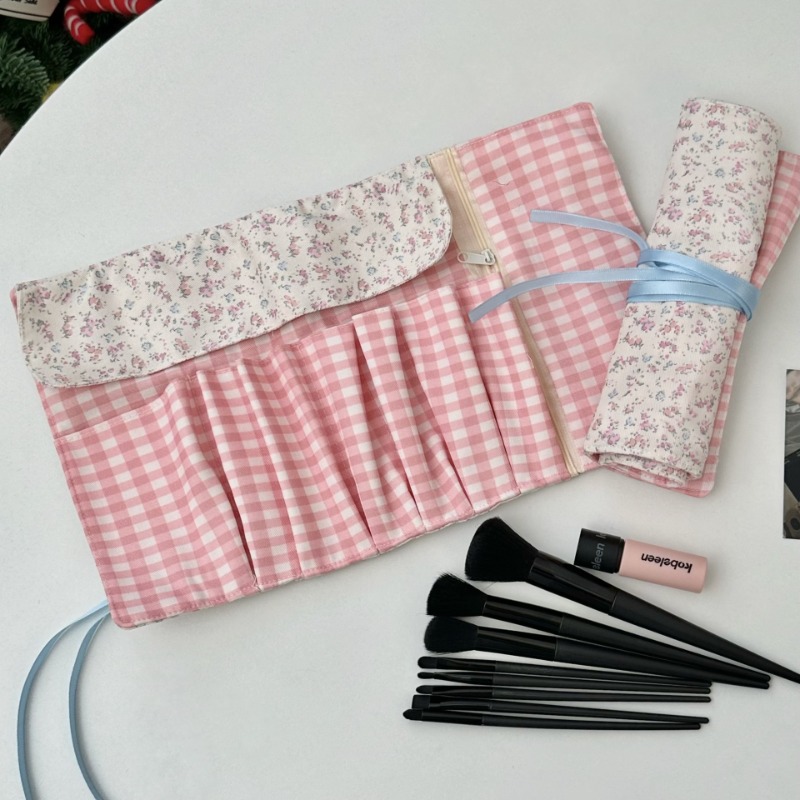Pen Pouch Roll - Estético primavera floral roll-up lápis sacos